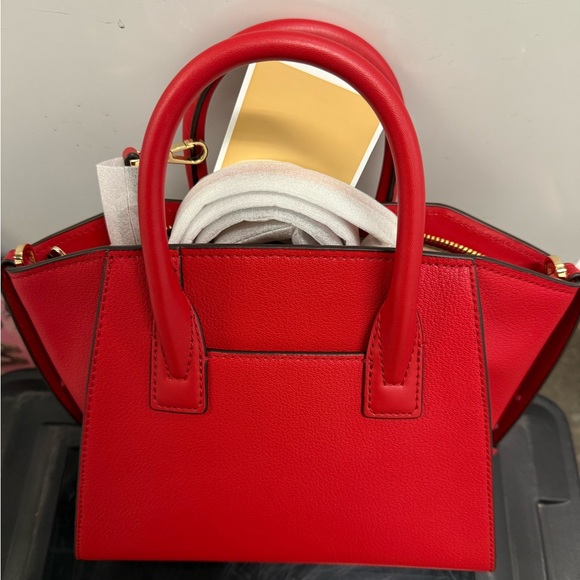 Michael Kors Red Satchel with Winged Sides